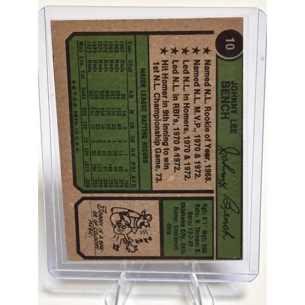Topps 1974 Johnny Bench #10 Cincinnati Reds MLB Hall of Fame Baseball Card